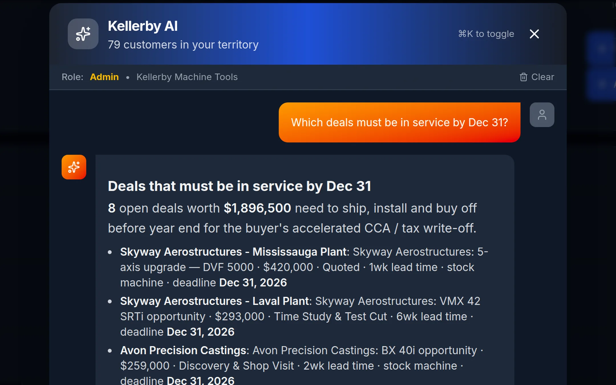 AI assistant answering which deals must be in service by December 31