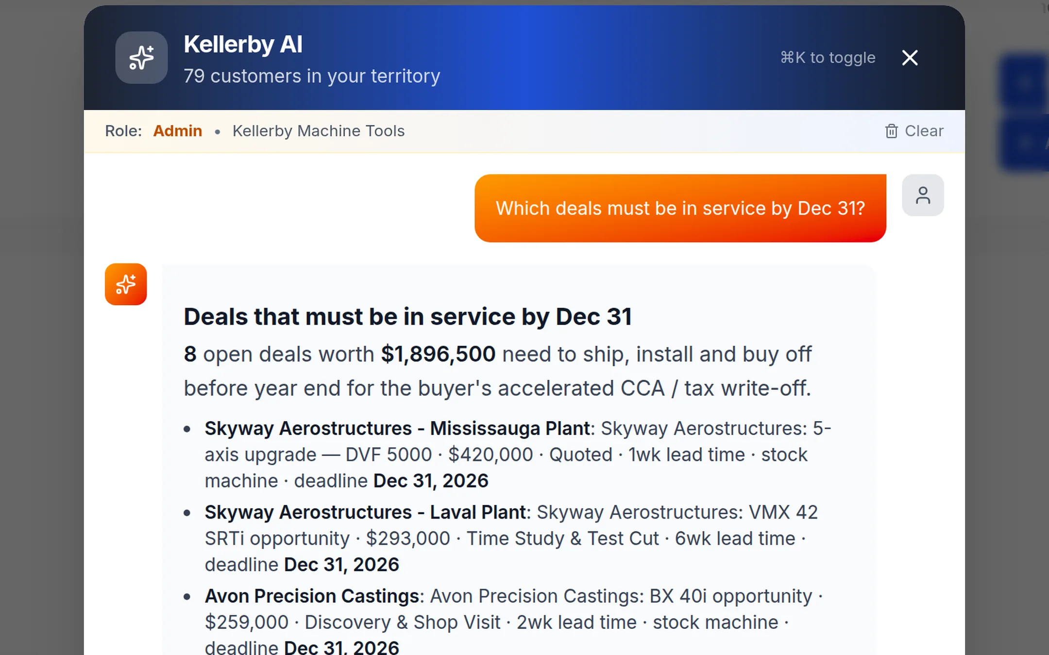 AI assistant answering which deals must be in service by December 31